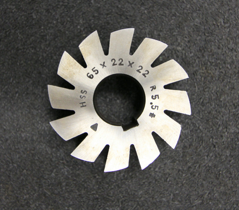 Bild des Artikels Halbrund-Formfräser-konkav-Radiusfräser-Radius-5,5mm---65x22x22mm-12-Spannuten