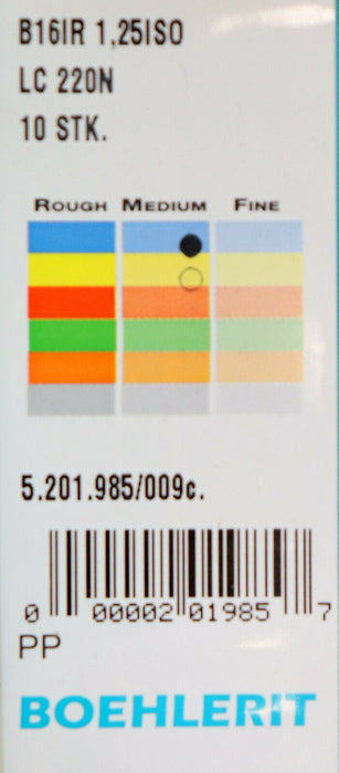 BOEHLERIT-LMT TOOLS 10 Stück Wendeplatten B16IR 1,25 ISO LC 220N 5.201.985/009c
