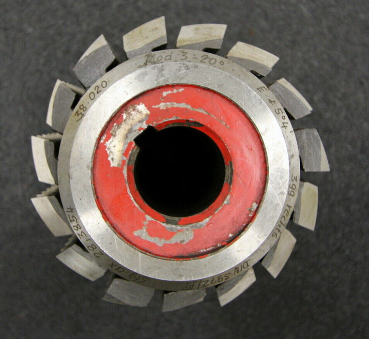 SAAZOR Stollenwälzfräser involute spline hob m=3mm BP III DIN3972 20° 3gg. Re