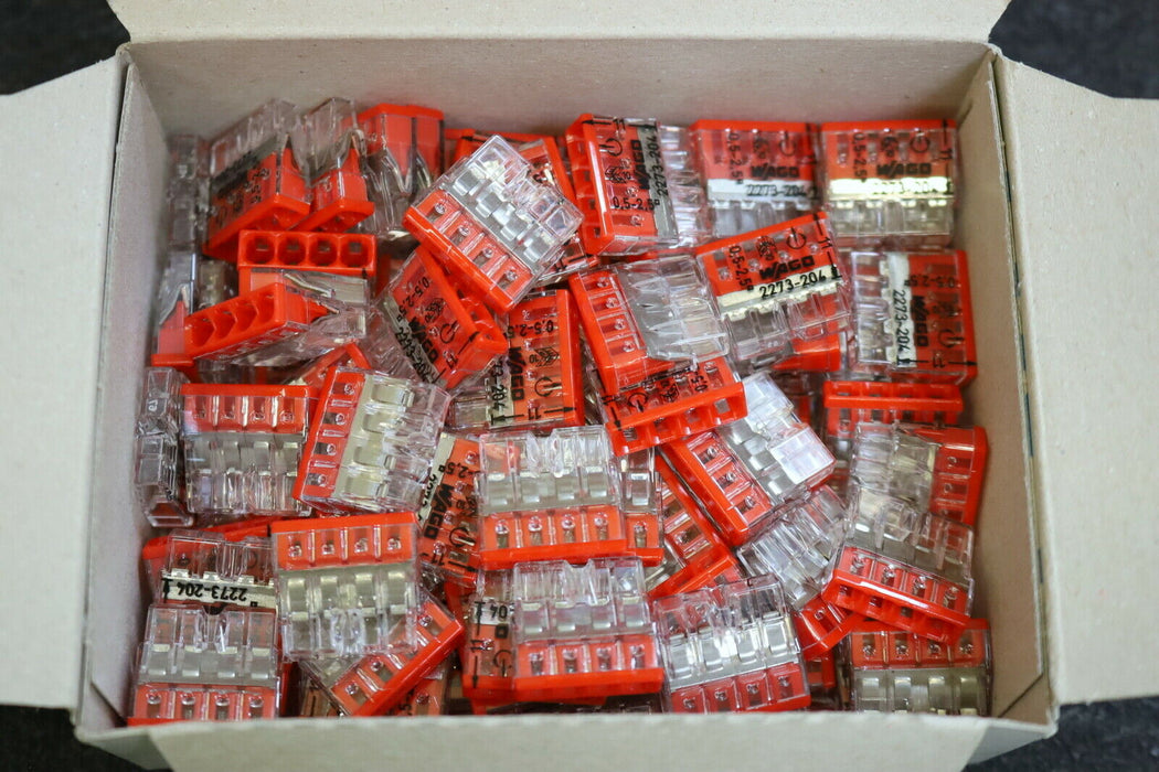 WAGO 100x Steckklemmen 100x Plug-in terminals 2273-204 4x 0,5-2,5mm² 4 Leiter