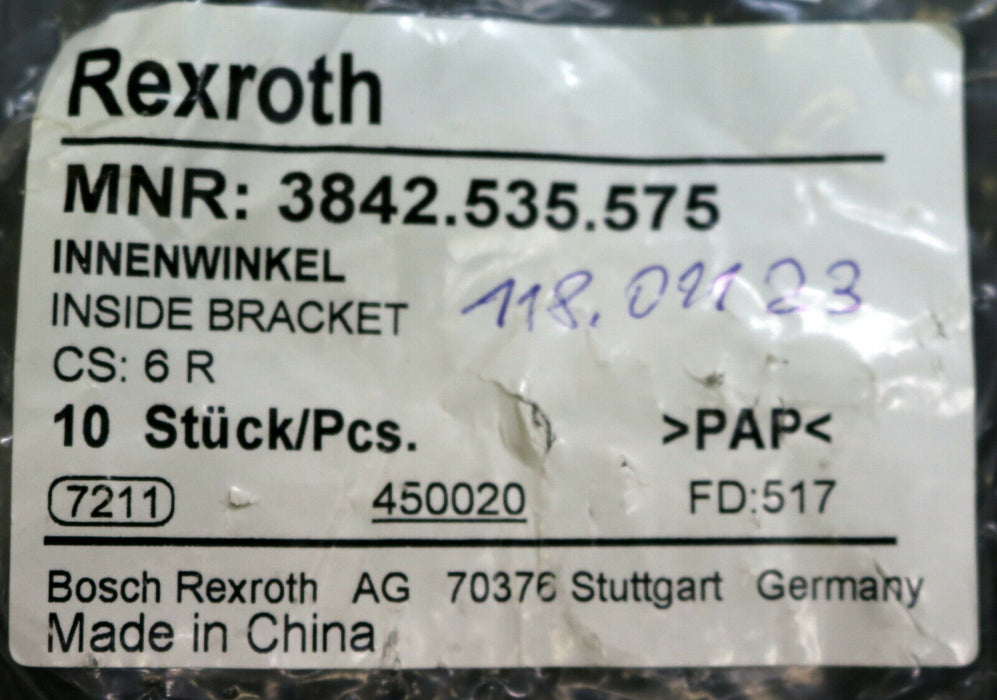 REXROTH 10x Innenwinkel 3842535575 unbenutzt in OVP