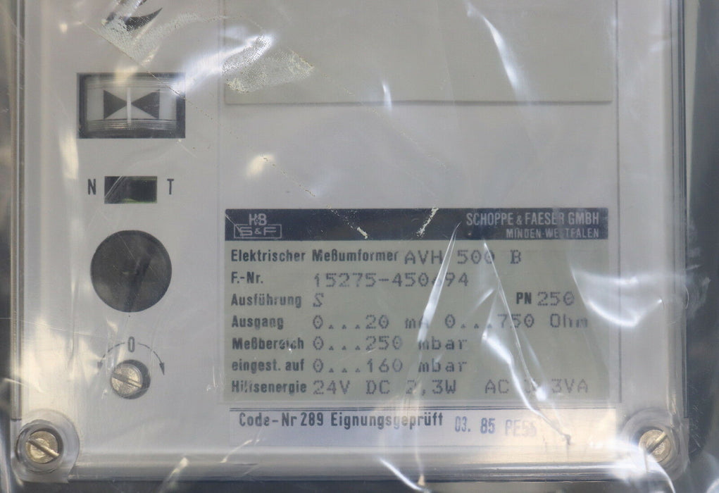 HARTMANN & BRAUN Elektrischer Messumformer AVH 500 B Ausgang 0-20mA 0-750Ohm