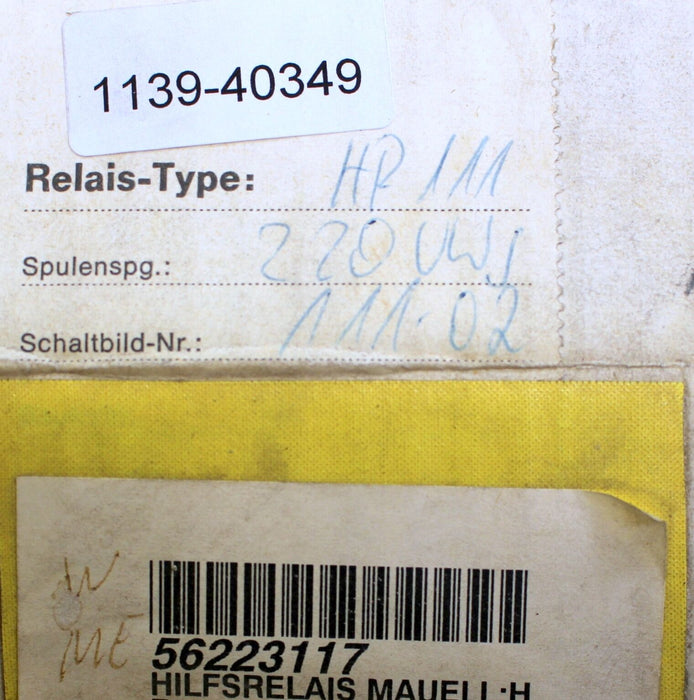 MAUELL Hilfsrelais HR111 220V~ Nr. 65513 1900 Ohm 13000W 0,10 Typ 05-31-08