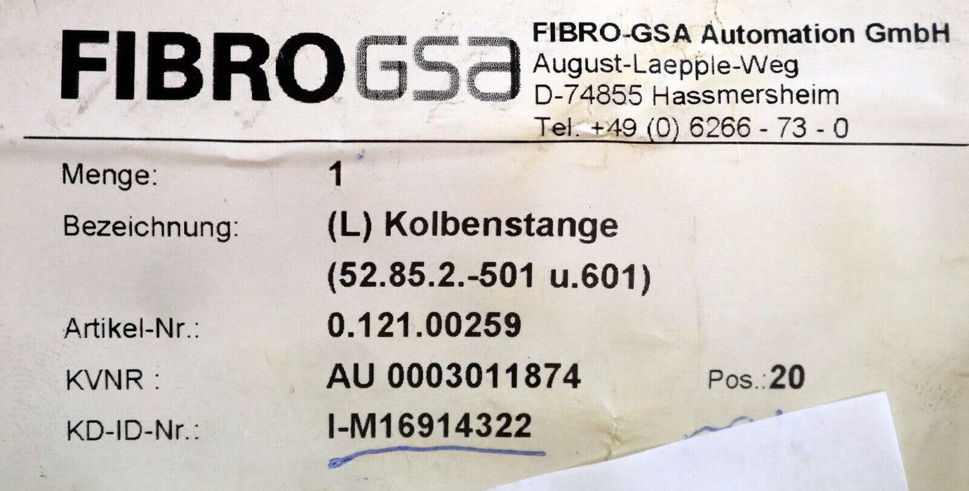 FIBRO (L) Kolbenstange Best-Nr. 0.121.00259 - unbenutzt