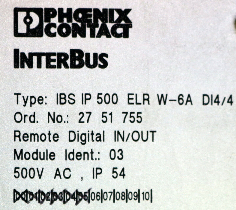 PHOENIX CONTACT Motor Starter Remote digital IN/OUT IBS IP 500 ELR W-6A DI4/4
