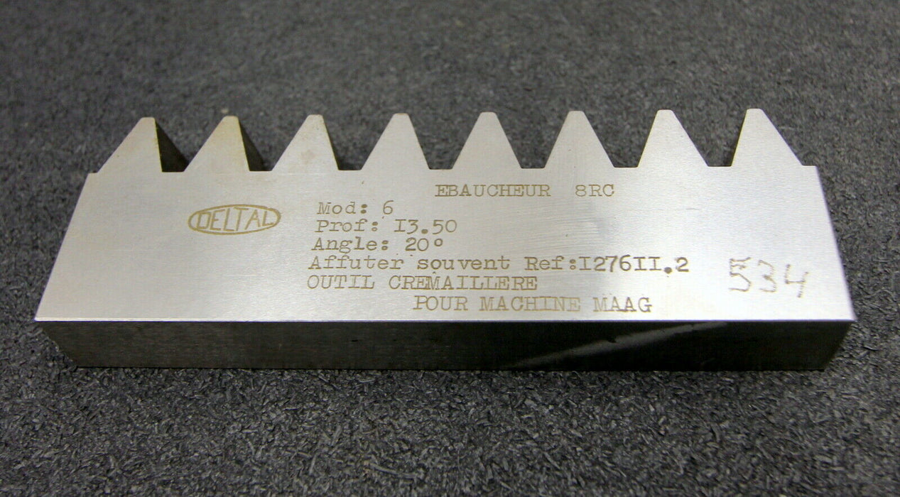 DELTAL Hobelkamm rack cutter MAAG-Wälzhobelmaschinen m= 6 Angle 20° 150x20mm 8Z.