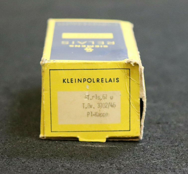 SIEMENS Kleinpolrelais T.rls 67u T.Bv.3702/46 P1-Kappe 8R12 3000/46 ohne Zapfen