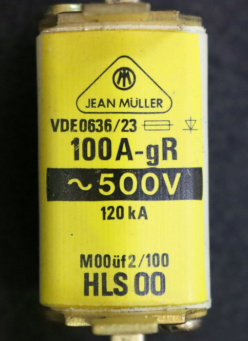 JEAN MÜLLER 3x NH-Sicherungseinsatz fuse-link HLS00 M00üf2/100 Betriebsklasse gR