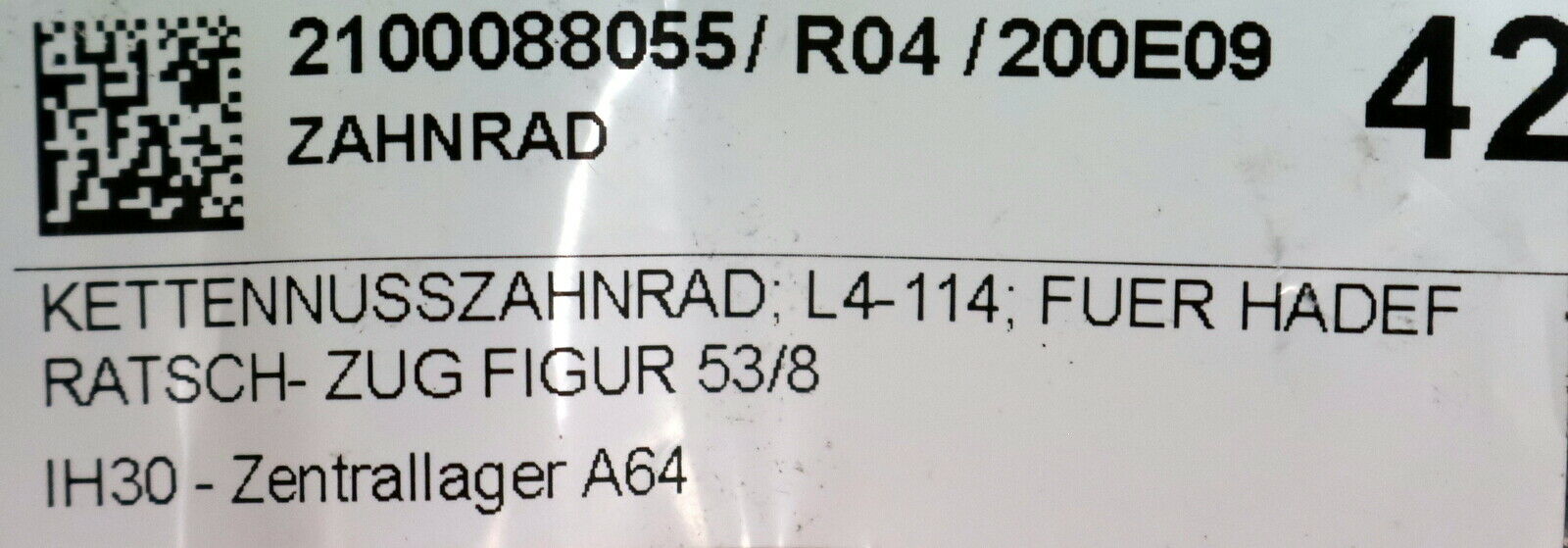 HADEF Kettennuss-Zahnrad Z15 mit Innensteckverzahnung Art.Nr. 4186400129