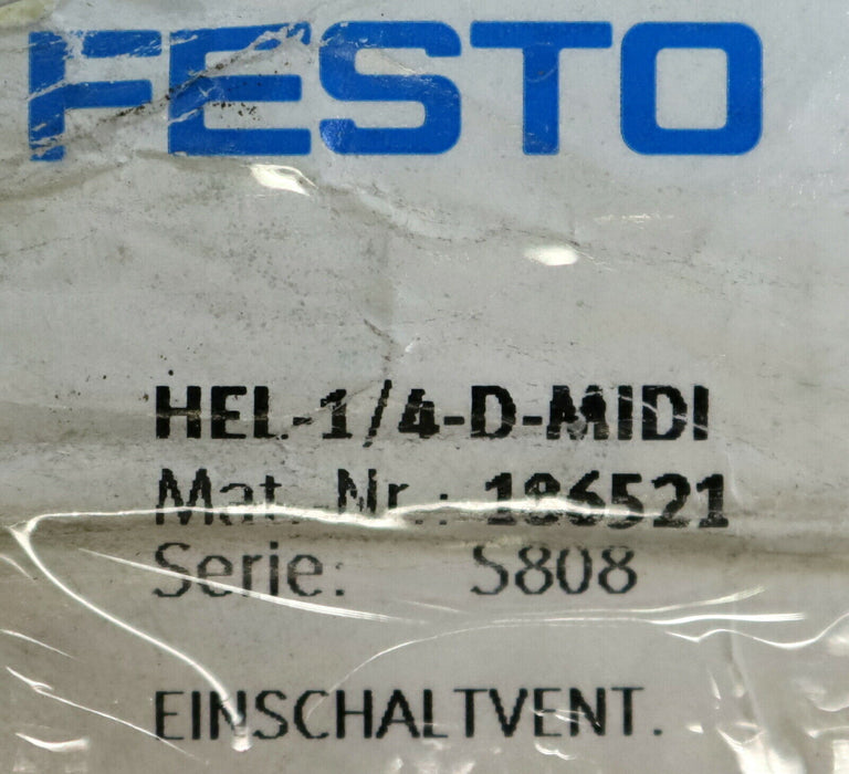 FESTO Einschaltventil HEL-1/4-D-MIDIHEL-1/4-D-MIDI Mat-Nr. 186521 p1max=16bar