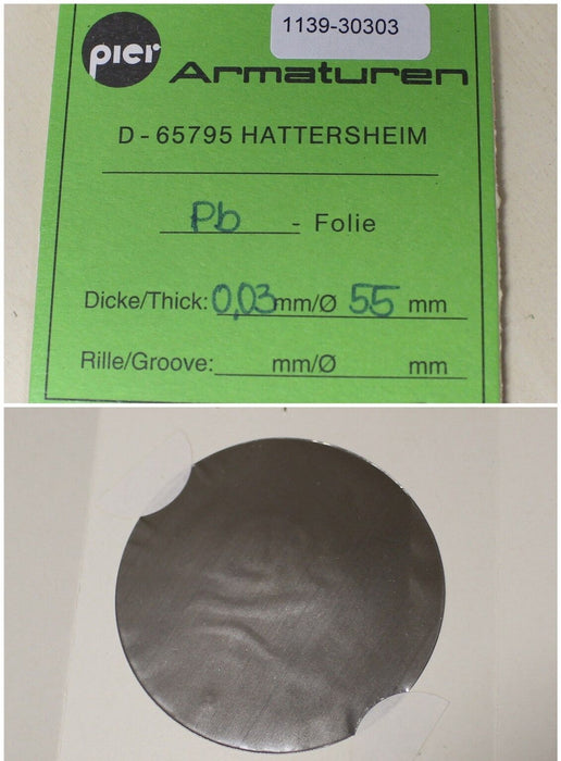 PIER Armaturen DN25/40 Pb-Folie D= 55 mm x 0,03 mm Dicke aus Blei Pb 1 Stk