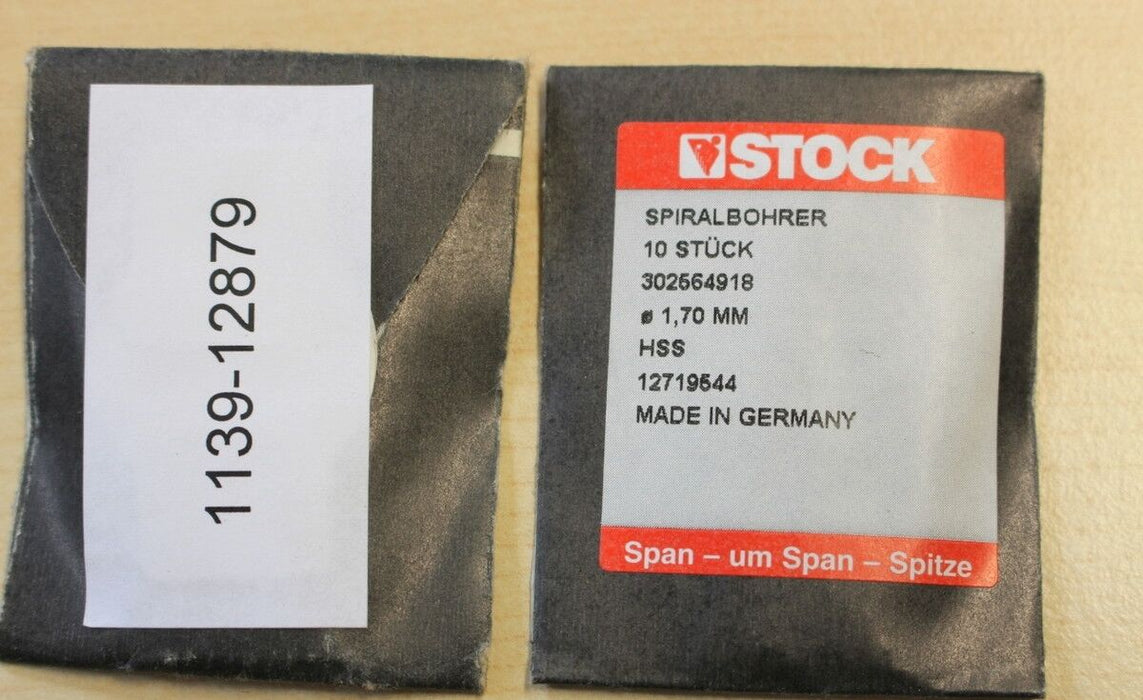 STOCK Einlippenbohrer Durchmesser 1,70mm - Länge 42x20mm - HSS - 20 Stk