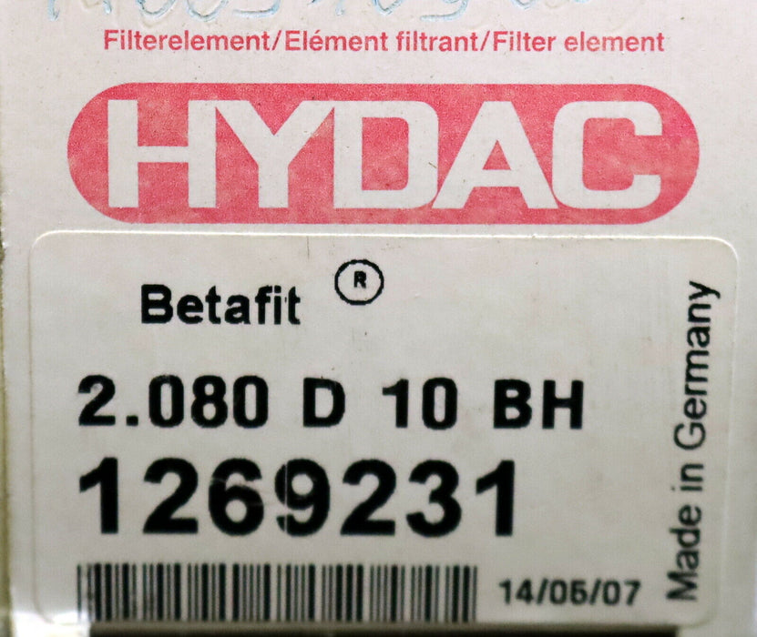HYDAC BETAFIT Leitungsfilter Filtereinsatz Art.Nr. 1269231 2.080 D 10 BH