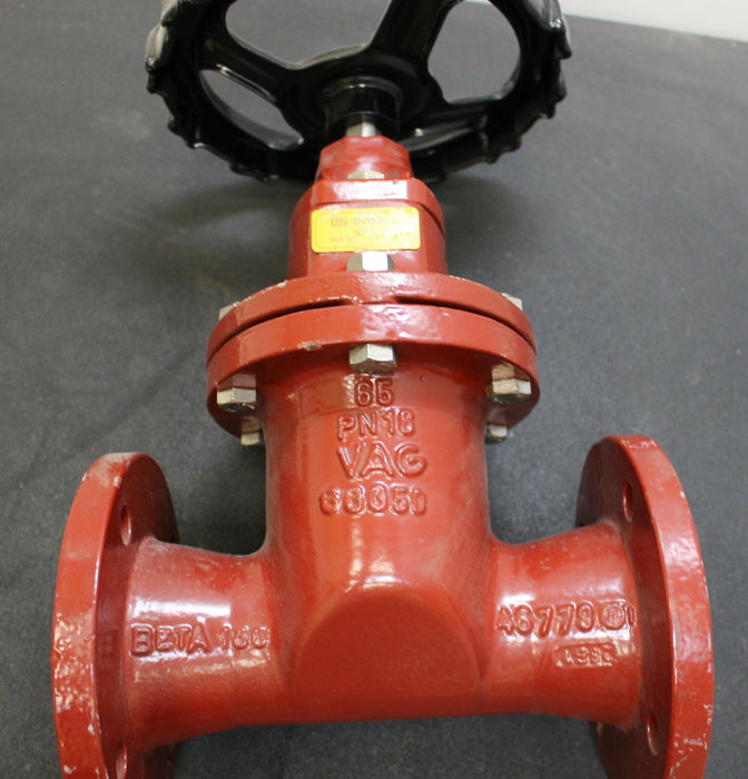 VAG 1 Plattenschieber Absperrventil BETA 136 DN65 PN10 mit Handrad Grauguss