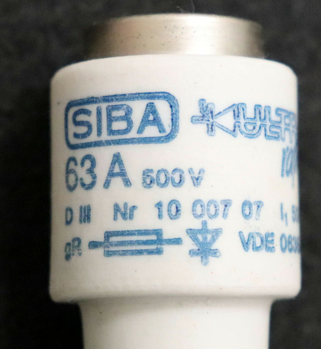 SIBA Si-D ULTRA-RAPID 3x Sicherungseinsatz fuse-link L-.Nr. 1000707 63A 500V