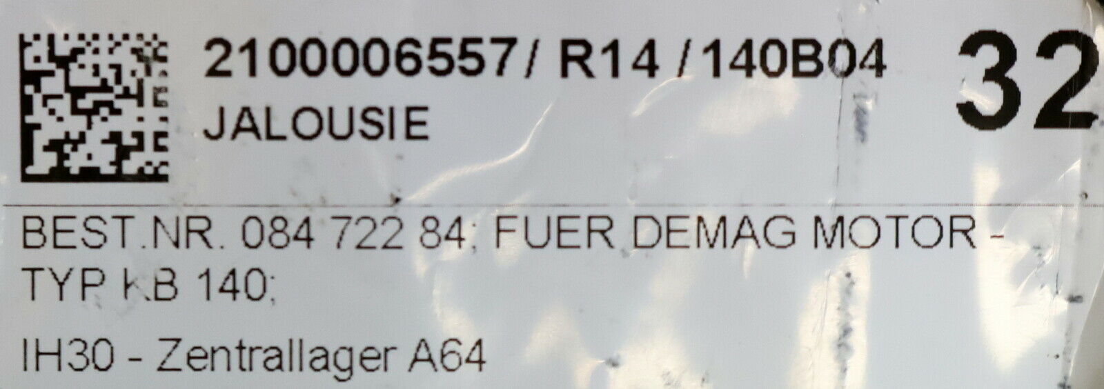 DEMAG Endplatte Jalousie für DEMAG Motor Typ KB 140 Art.Nr. 08472384 unbenutzt