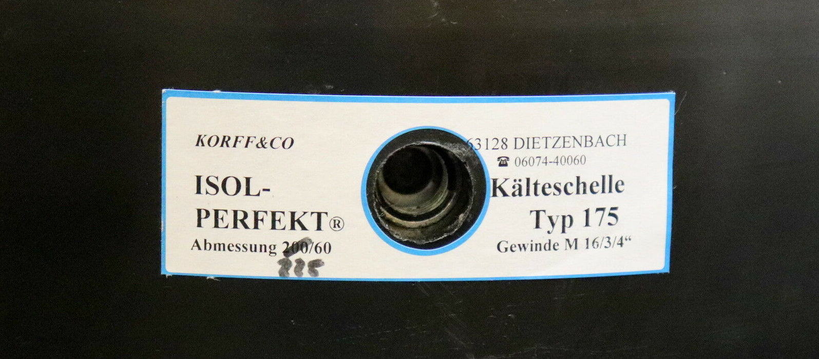 KORFF Kälteschelle Typ 175 für Rohr-Ø 225mm Breite 100mm Gewinde M16 3/4"