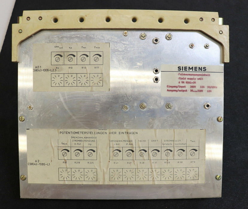 SIEMENS SINUMERIK Feldversorgungseinheit 6RA8261-3B Eingang 380V 12A 50/60Hz