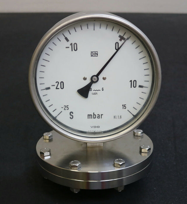 VDO Plattenfeder-Manometer 2336.027.006 -25…+15mbar Kl. 1,6 Anschluss R1/2"