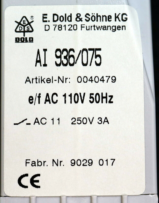 DOLD Spannungsrelais AI 936/075 e+/f 110VAC 50Hz Art.-Nr. 0040479 mit Anleitung