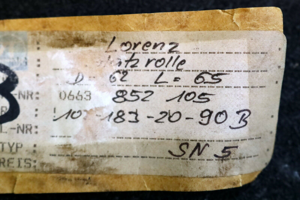 LORENZ Stützrolle für SN5 Art.Nr. 105-183-20-90 Ø 62mm L = 65mm gebraucht