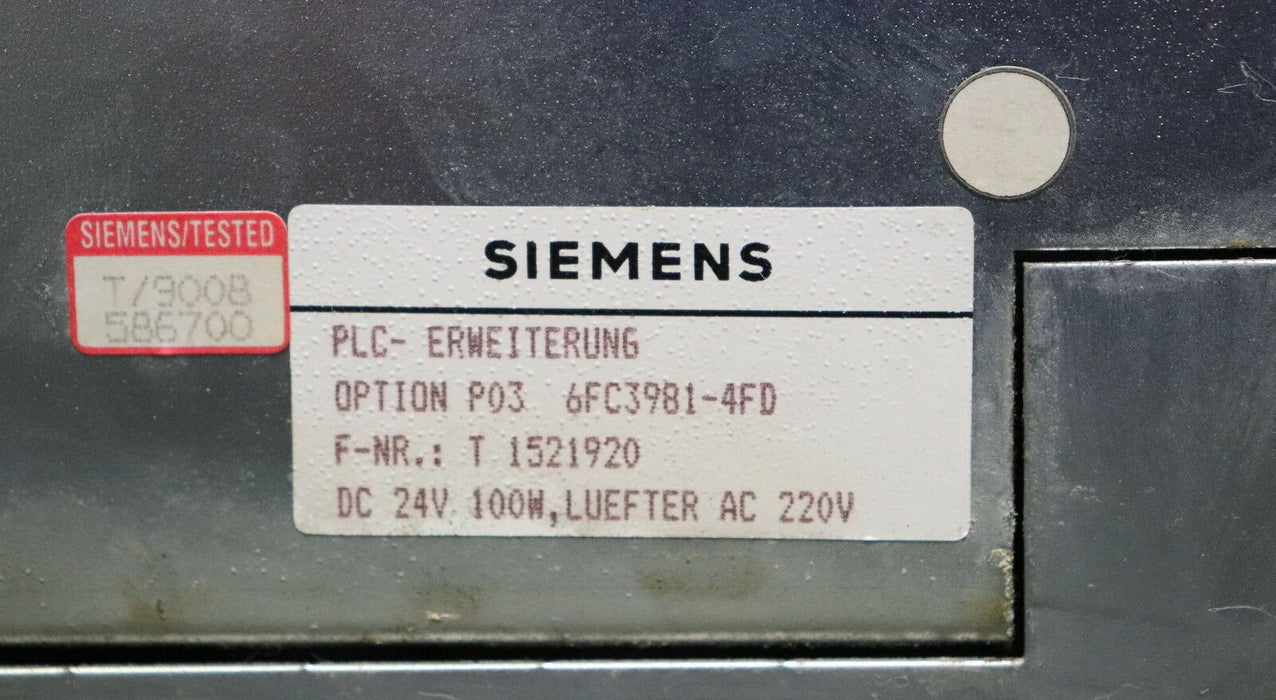 SIEMENS SINUMERIK PLC-Erweiterung 6FC3981-4FD Option P03 Komplett