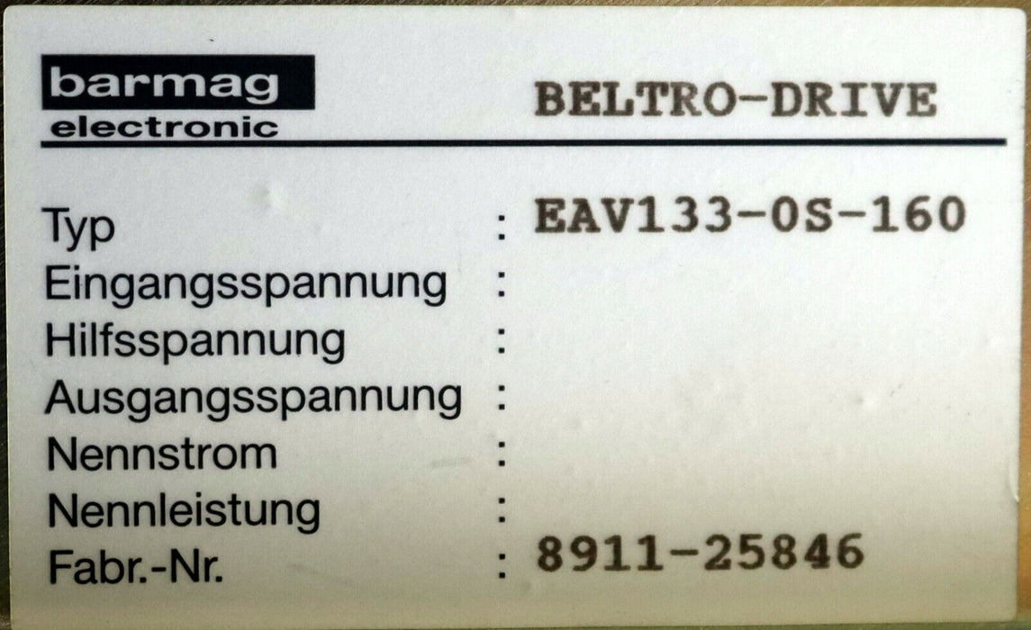 BARMAG BELTRO-DRIVE EAV133-0S-160 - gebraucht - Top Zustand