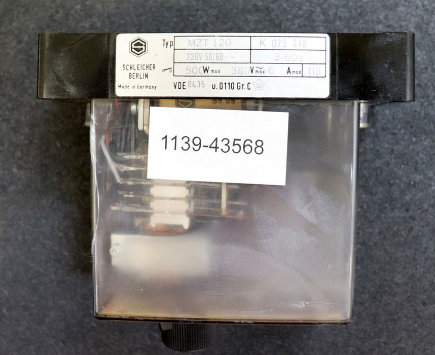 SCHLEICHER Schaltrelais MZT 120 K023248 220VAC 50/60Hz 3-60s max. 500W/380VAC