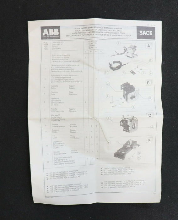 ABB Stromauslöser UXAB239335020 Befestigungsteil für Arbeitsstromauslöser F3/6