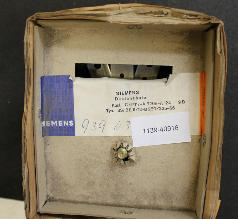 SIEMENS Diodensäule SSi 8 E11/12-B 250/225-66 Ausführung C 67117-A 5208-A 124 9B