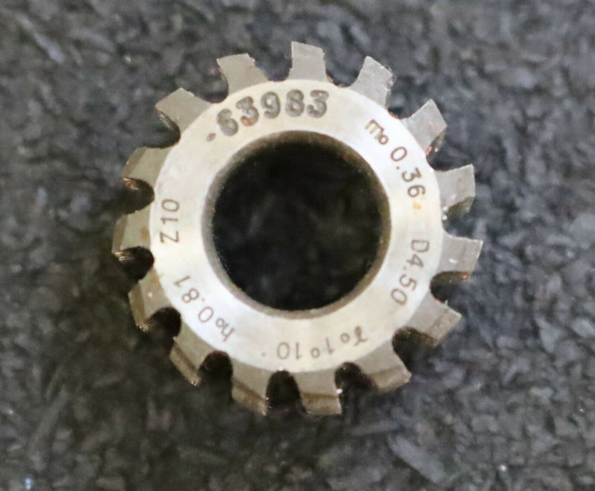 MIKRON Vollstahl-Wälzfräser No. 63983 m= 0,36 ho= 0,81 D4,5 Z10 - Ø18x9xØ8mm