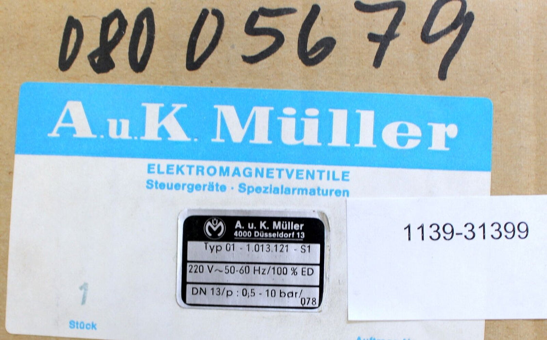 MÜLLER 2-2-Wege-Ventil Typ 01-1.013.121-S1 - 220V 50/60Hz – DN13 – P 0,5-10bar