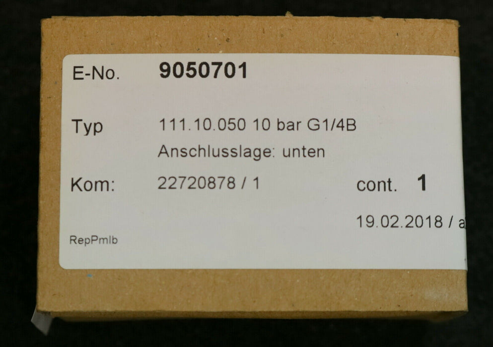 WIKA Manometer 111.10.005 10bar G 1/4" B Ø 50mm Cl. 2.5 unbenutzt in OVP
