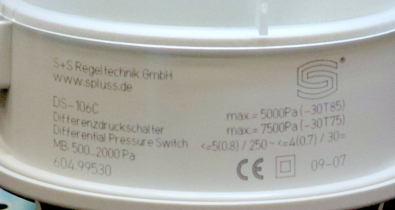 S+S Differenzdruckschalter differential pressure switch DS-106C MB 500-2000Pa