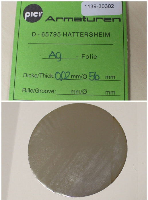 PIER Armaturen DN25/50 Ag-Folie D= 56mm x 0,02 mm Dicke aus Silber Ag 1 Stk
