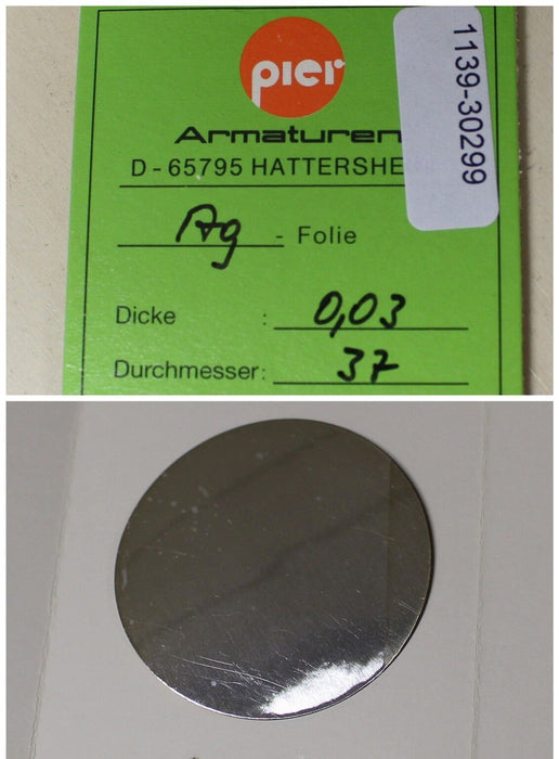PIER Armaturen Ag-Folie D= 37 mm x 0,03 mm Dicke aus Silber Ag 1 Stk
