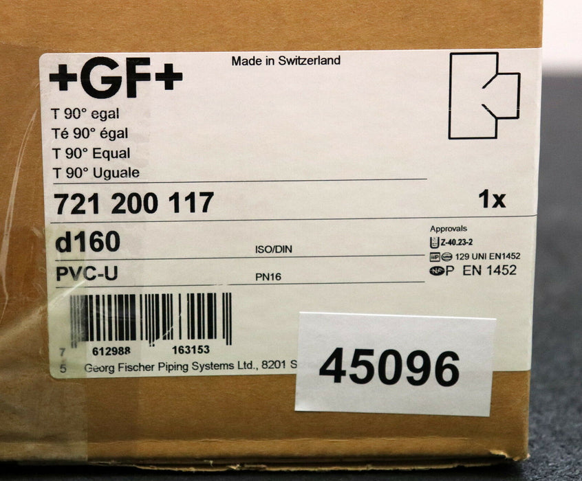 GF GEORG FISCHER PVC T-Stück T 90° egal metrisch Art. 721200117 d160 S6,3 / PN16