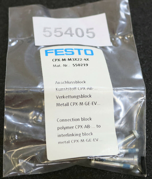 FESTO Schrauben screws CPX-M-M3X22-4X Art.Nr. 550219 unbenutzt