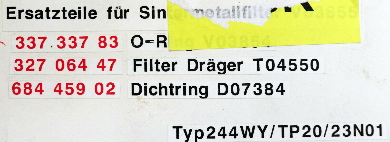 DRÄGER Oberspindel Sach Nr. V03637 mit Dichtring D5376 und V3538