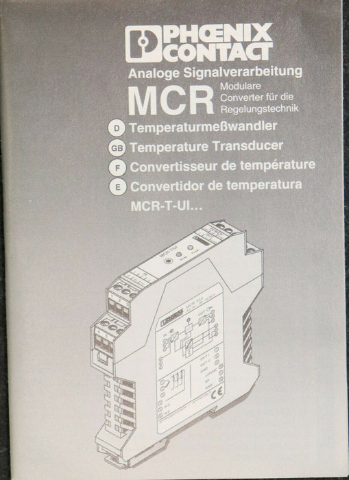 PHOENIX CONTACT Temperaturmeßwandler Analoge Signalverarbeitung MCR-T/UI/NC