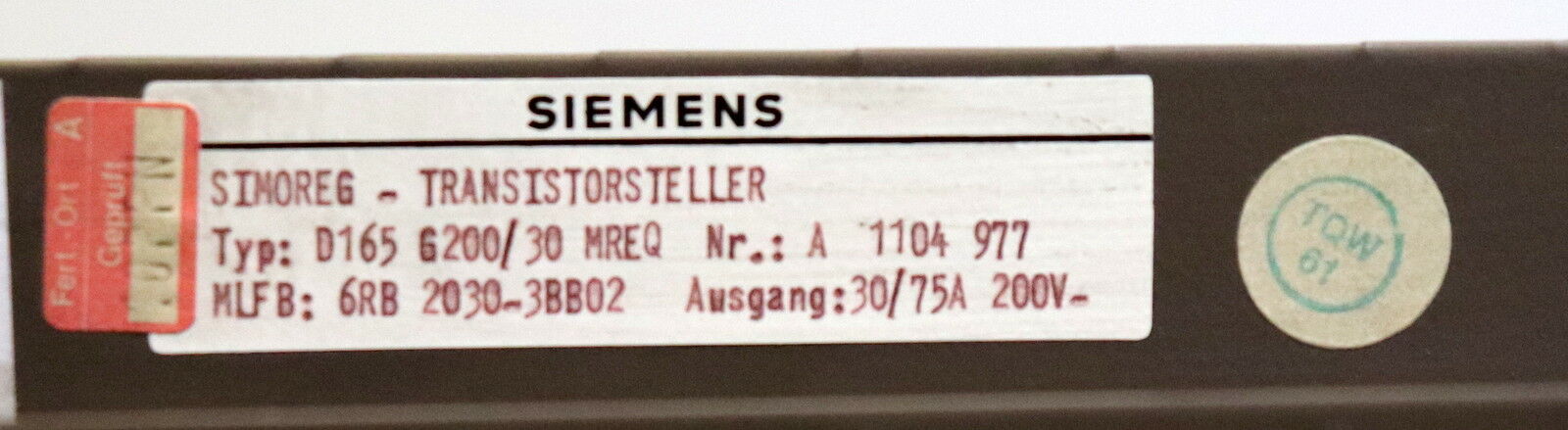 SIEMENS SIMOREG Transistorsteller Rack ohne Einschübe D165 G200/30 MREQ 6RB2030