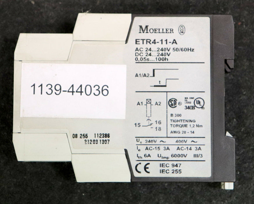MOELLER Zeitrelais 1-poliger Umschalter ETR4-11-A 0,05sec…100h 24-250VAC/DC