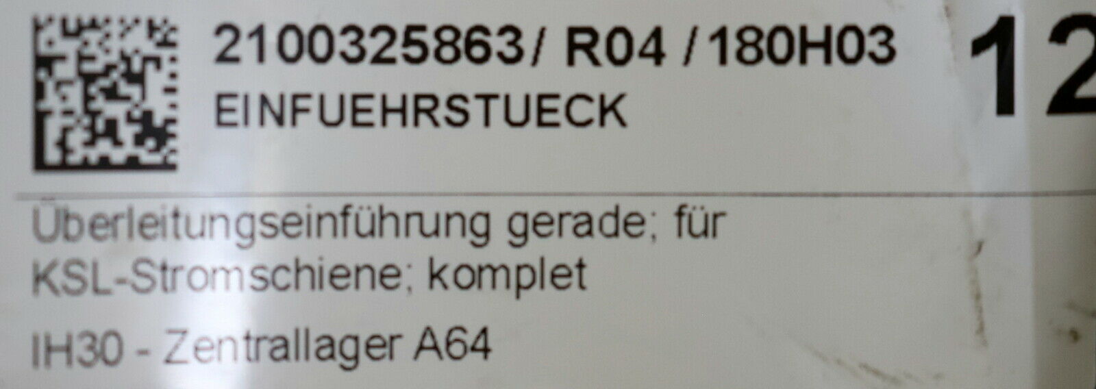 VAHLE Überleitungseinführung Gerade für KSL-Stromschiene - unbenutzt