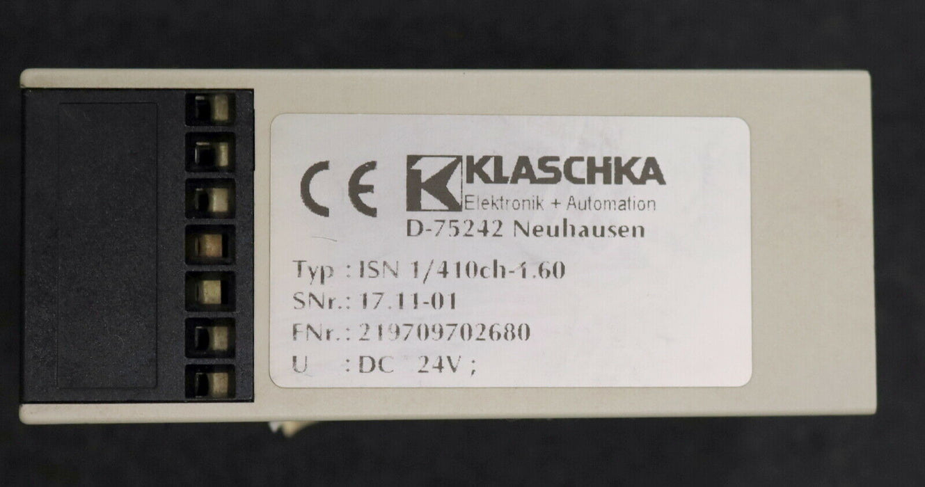 KLASCHKA Drehzahl-Messrelais ISN 1/410ch-1.60 SNr. 17.11-01 Spannung U = 24VDC