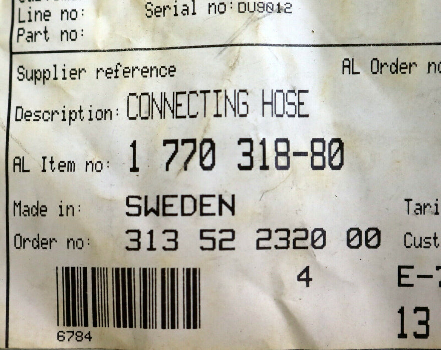 ALFA LAVAL Connecting Hose Art.Nr. 1 770 318-80 Rohr-Material Edelstahl 1 Mutter