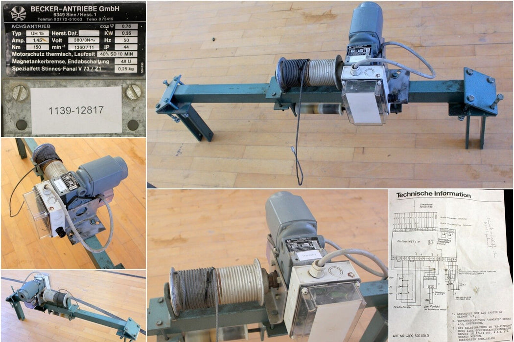 Elektrische Seilwinde Typ UH15 für 150Nm - 0,35kW - D:90mm - 30 Windungen
