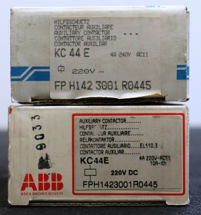 ABB BBC PETERCEM Hilfsschütz KC44E Spule 220VDC FP H142 3001 R0445 4A 240V AC11