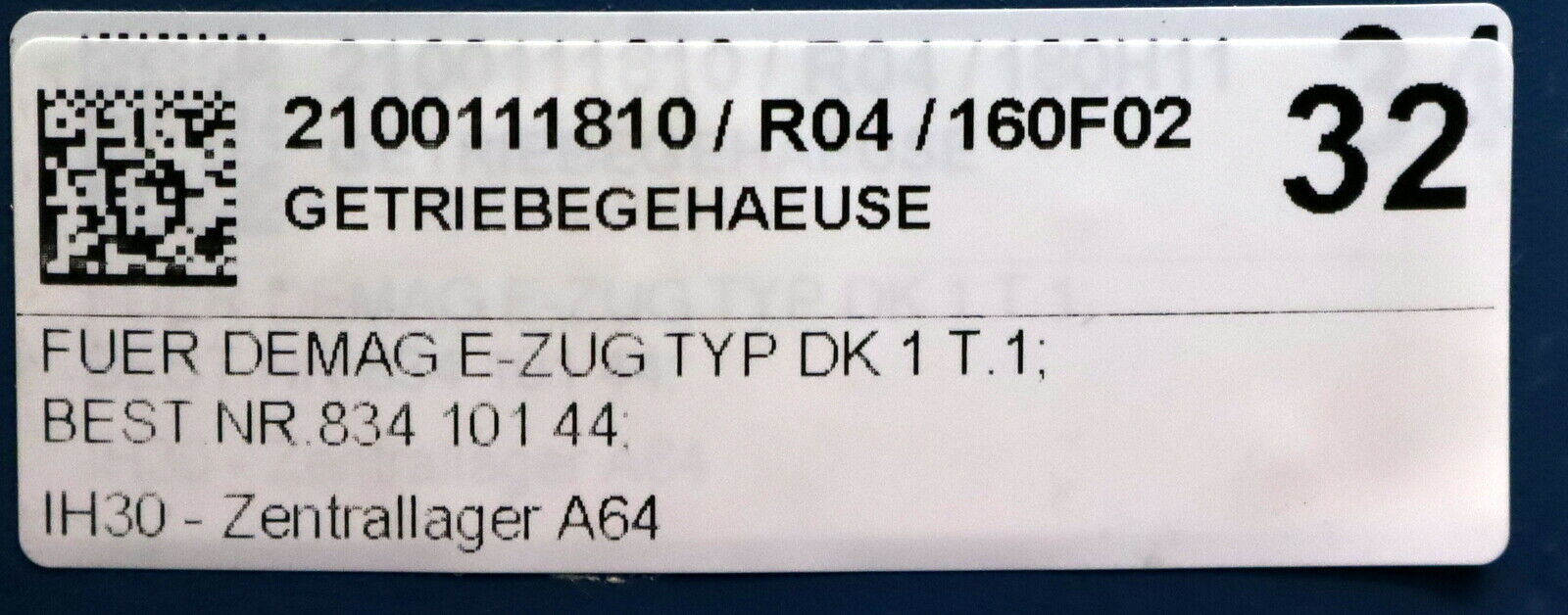 DEMAG Getriebegehäuse Art.Nr. 83410144 für DEMAG E-Zug Typ DK1 T.1 - unbenutzt