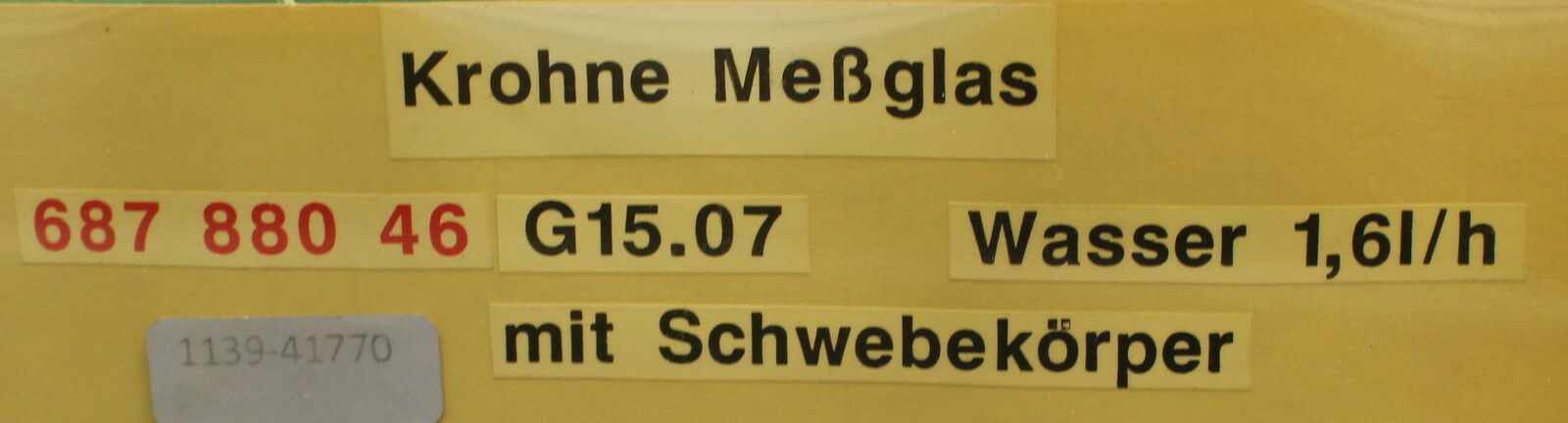 KROHNE Ersatz Messglas G15.07 1,6l/h Wasser mit Schwebekörper