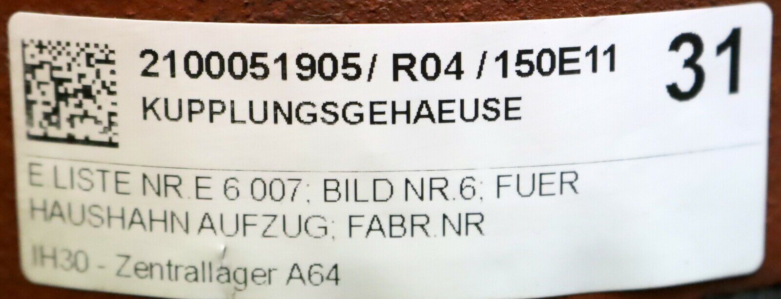 HAUSHAHN Kupplungsgehäuse CH 415 900 003 Ersatzteilliste Nr. E6007 für HAUSHAHN